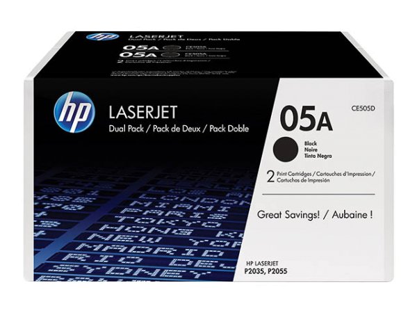 Original HP CE505D / 05A Toner Black Doppelpack