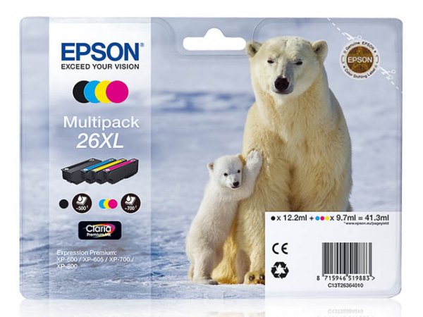 Original Epson C13T26364010 / 26XL Tinte Rainbowkit B/C/M/Y