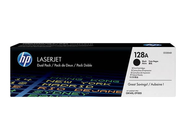 Original HP CE320AD / 128A Toner Black Doppelpack