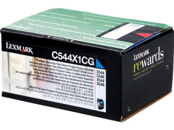 Original Lexmark C544X1CG Toner Cyan Return