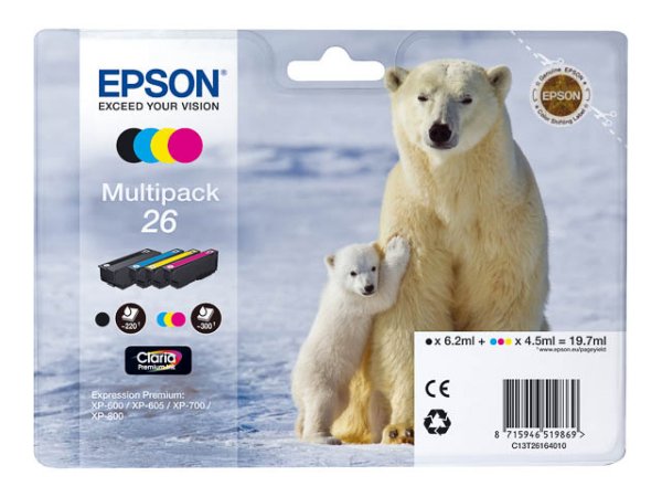 Original Epson C13T26164010 / T2616 Tinte Rainbowkit B/C/M/Y