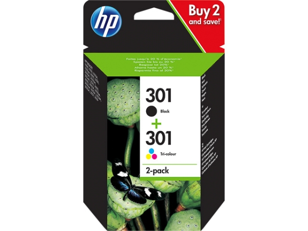 Original HP N9J72AE / Nr. 301 Tinte Multipack 1x Black + 1x Color C/M/Y