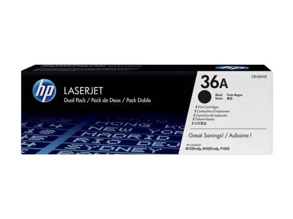 Original HP CB436AD / 36A Toner Black Doppelpack